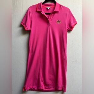 Kenzo Tiger Crest Embroidered Pink Polo Short Sleeve Dress - Size S